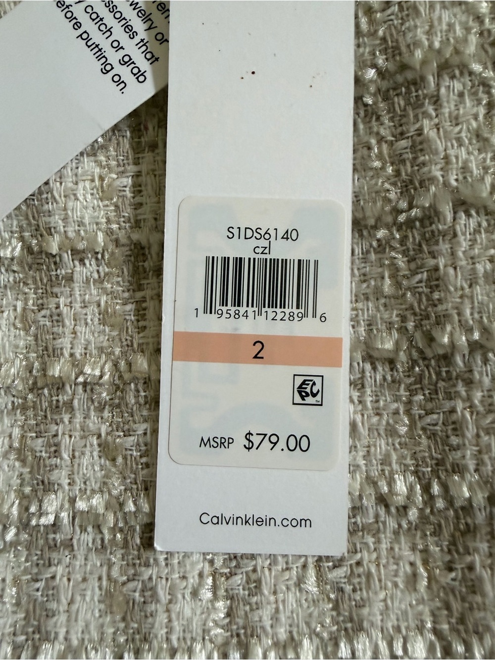 Calvin Klein Cream Check Tweed Pencil Skirt Size 2 - Picture 3 of 9